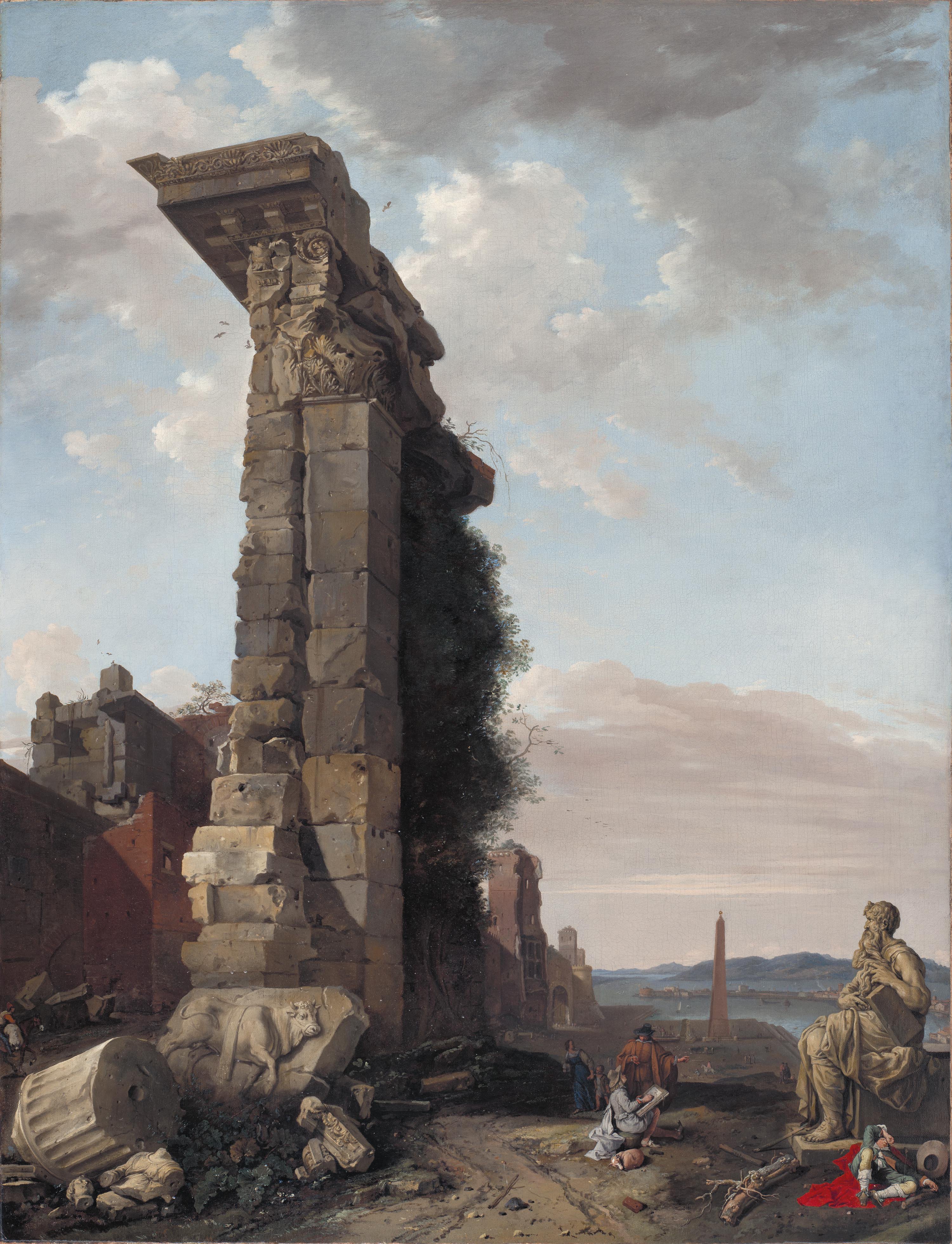 Capriccio with Roman Ruins, Sculptures and a Port - Breenbergh
